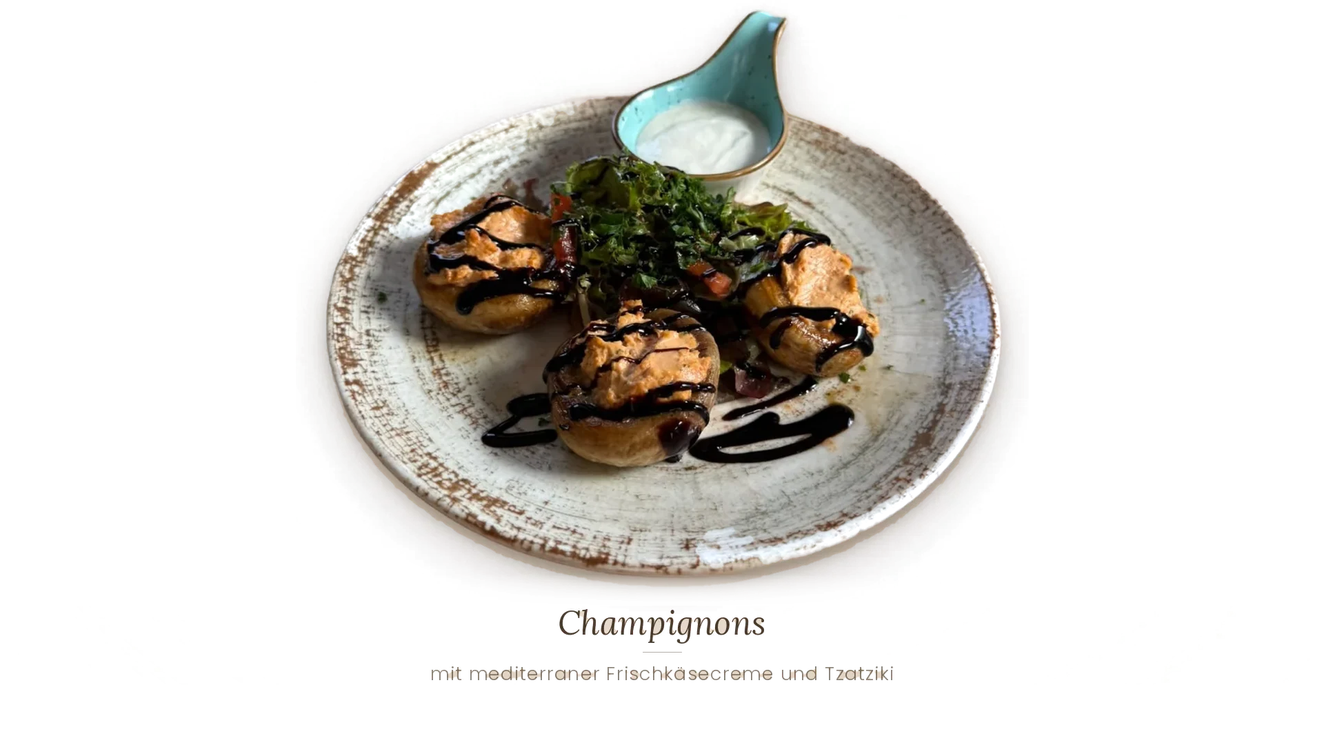 Essensimpression: Champignons mit Frischkäsecreme und Tzatziki